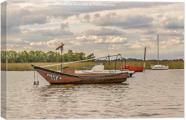 Fishing and Sailboats at Santa Lucia River in Mont Canvas Print by Daniel Ferreira-Leite