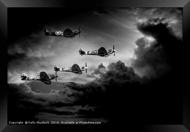 Spitfire Flight in Black & White Framed Print by Kelly Murdoch