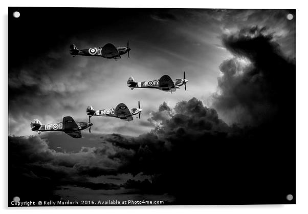 Spitfire Flight in Black & White Acrylic by Kelly Murdoch