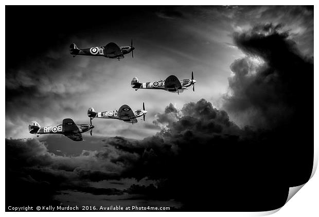 Spitfire Flight in Black & White Print by Kelly Murdoch