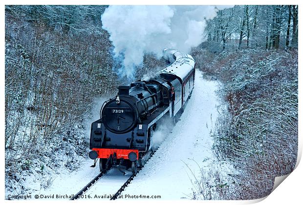Steam locomotive 73129 In Snow Print by David Birchall