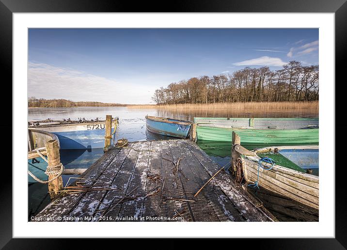 Dinghies on Filby Broad Framed Mounted Print by Stephen Mole