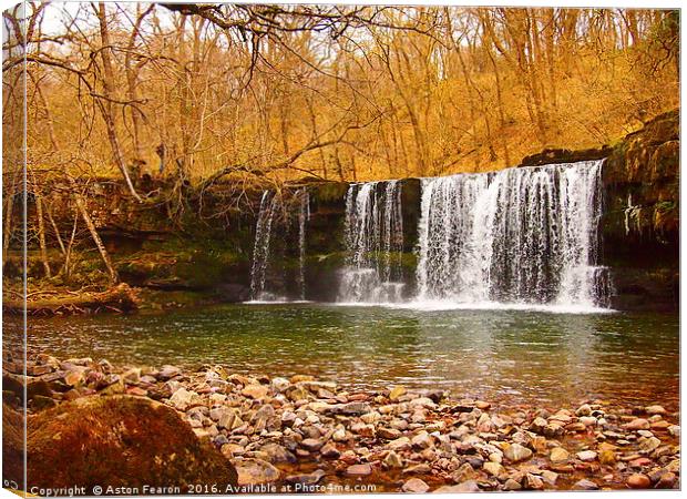 Waterfall in a Wood Canvas Print by Aston Fearon