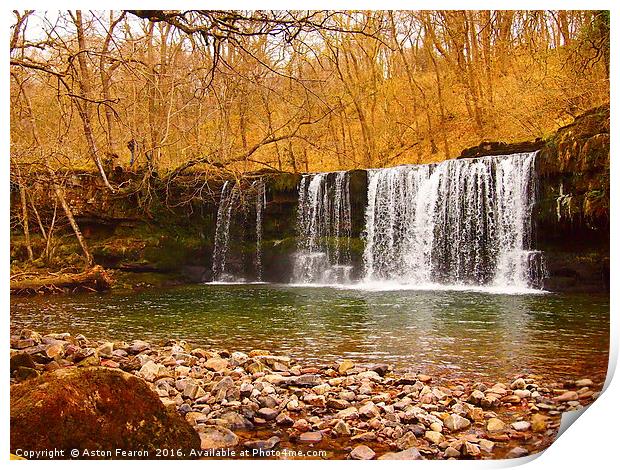 Waterfall in a Wood Print by Aston Fearon