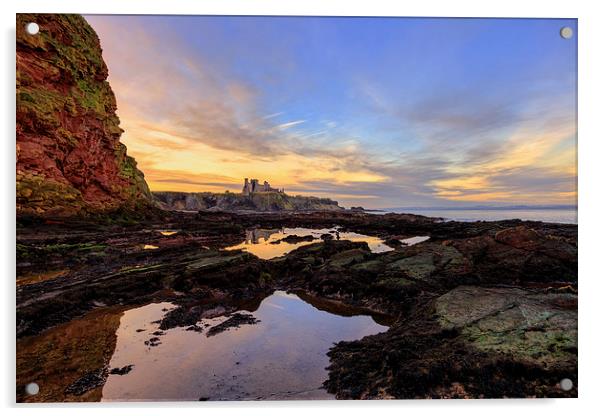 Tantallon Castle Sunset from Seacliffe Beach Acrylic by Miles Gray