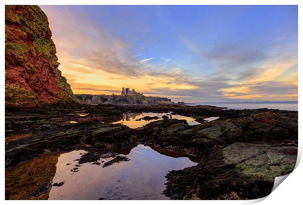 Tantallon Castle Sunset from Seacliffe Beach Print by Miles Gray