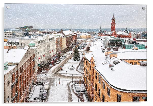 Helsingborg Wintry Weather Acrylic by Antony McAulay