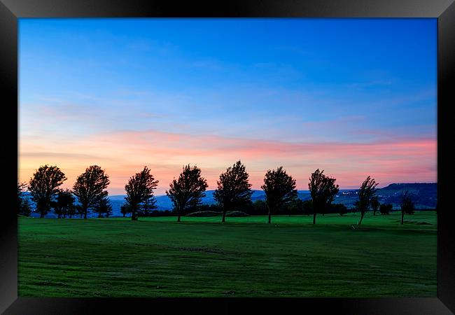 Golf course sunset  Framed Print by chris smith