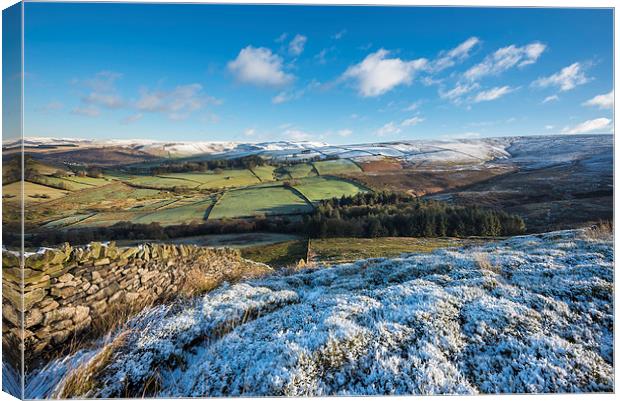 Winter landscape near Glossop, Derbyshire Canvas Print by Andrew Kearton