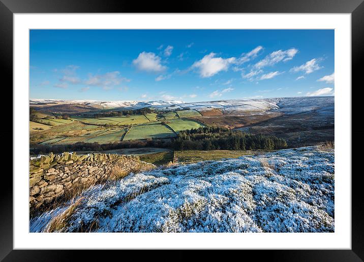 Winter landscape near Glossop, Derbyshire Framed Mounted Print by Andrew Kearton