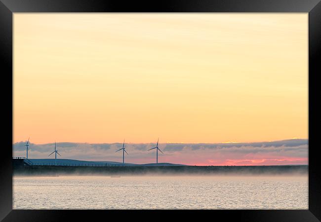 Wind turbine sunset   Framed Print by chris smith