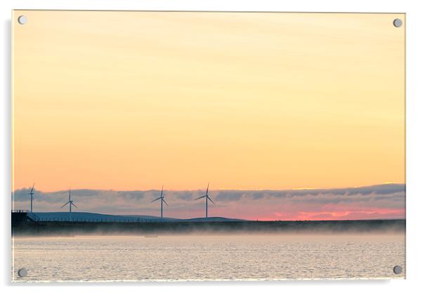 Wind turbine sunset   Acrylic by chris smith