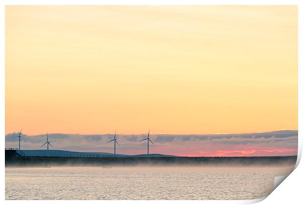 Wind turbine sunset   Print by chris smith