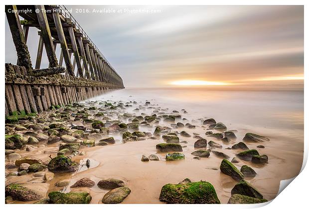 An old pier and a warm sun Print by Tom Hibberd