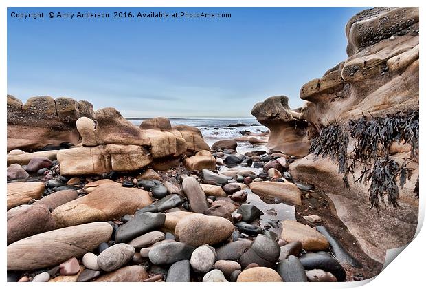 Rock Pools by the Scottish Coast Print by Andy Anderson