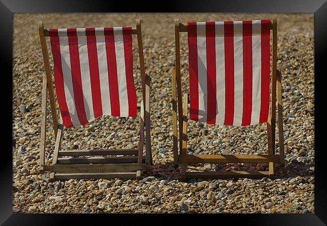 Red Deckchairs Framed Print by jim jennings