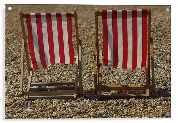 Red Deckchairs Acrylic by jim jennings