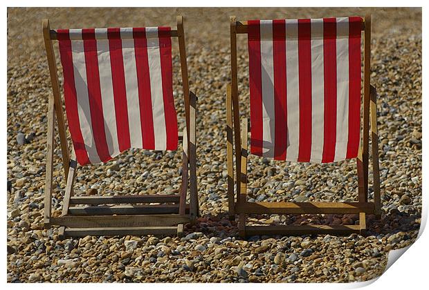 Red Deckchairs Print by jim jennings