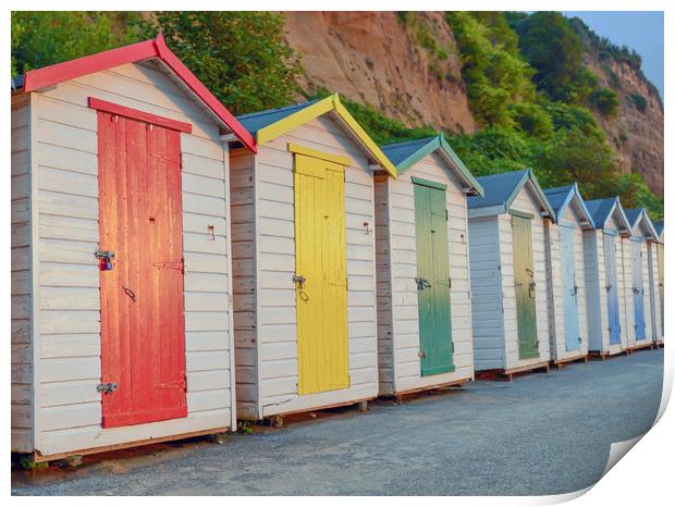 Beach huts Print by Shaun Jacobs