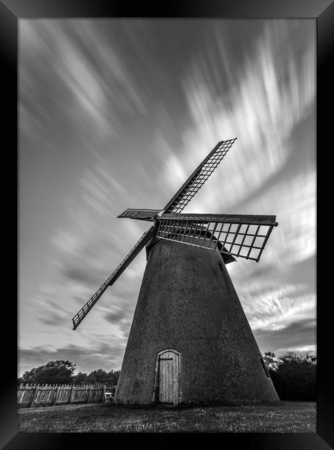 Windmill with rushing clouds  Framed Print by Shaun Jacobs