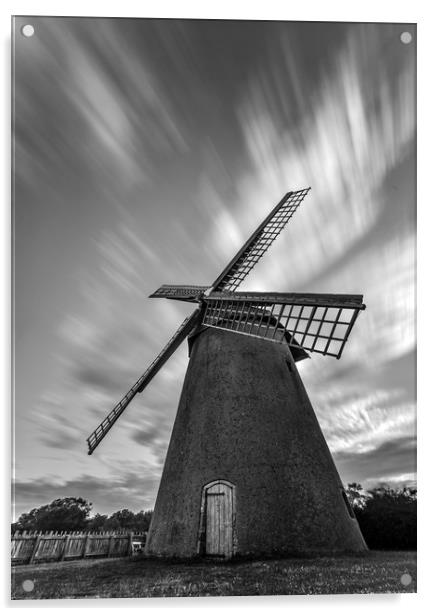 Windmill with rushing clouds  Acrylic by Shaun Jacobs