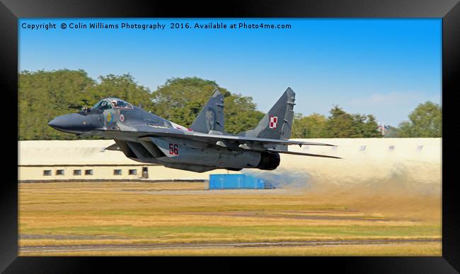 Mig 29 Take Off Framed Print by Colin Williams Photography