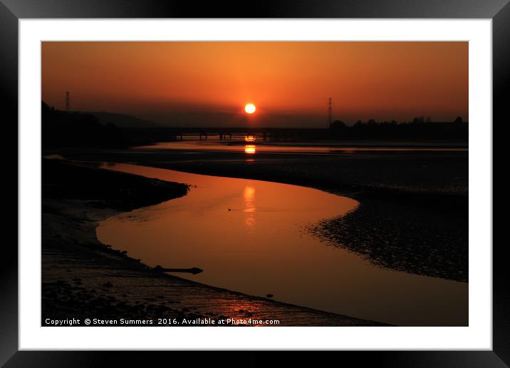 Loughor Estuary Sunset, South Wales Framed Mounted Print by Steven Summers