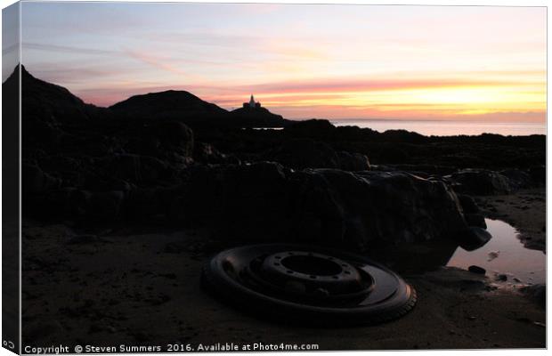 Bracelet Bay, Mumbles - Swansea, Sunrise Canvas Print by Steven Summers