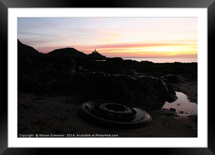 Bracelet Bay, Mumbles - Swansea, Sunrise Framed Mounted Print by Steven Summers