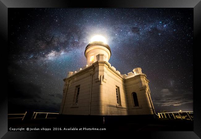Cape Byron Lighthouse Milky Way Framed Print by jordan whipps