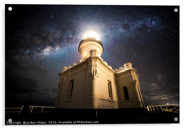 Cape Byron Lighthouse Milky Way Acrylic by jordan whipps