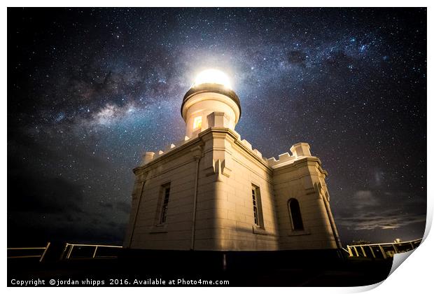 Cape Byron Lighthouse Milky Way Print by jordan whipps