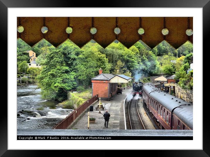 View from Llangollen railway Bridge , Wales Framed Mounted Print by Mark  F Banks