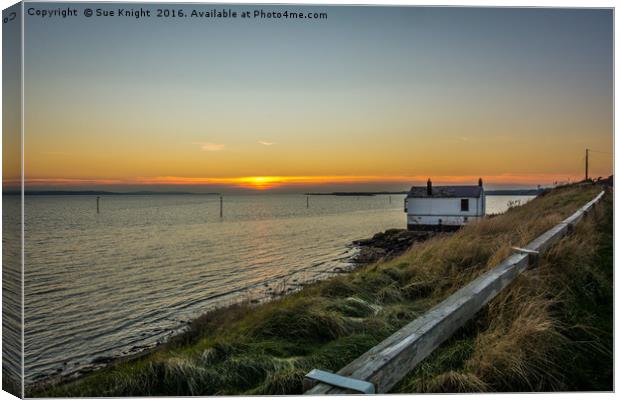 View of the boathouse at Lepe,Hampshire Canvas Print by Sue Knight