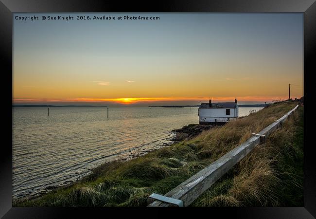 View of the boathouse at Lepe,Hampshire Framed Print by Sue Knight