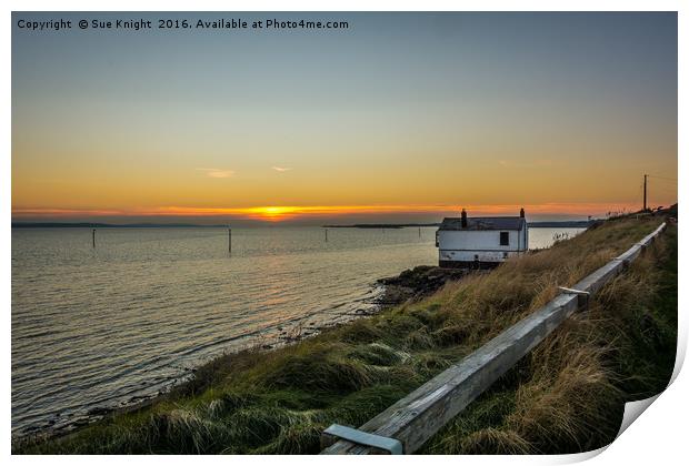 View of the boathouse at Lepe,Hampshire Print by Sue Knight