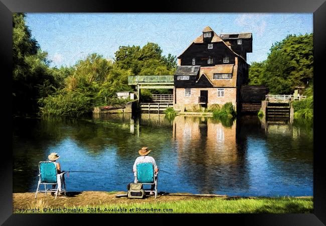 Fishing by the Mill Framed Print by Keith Douglas