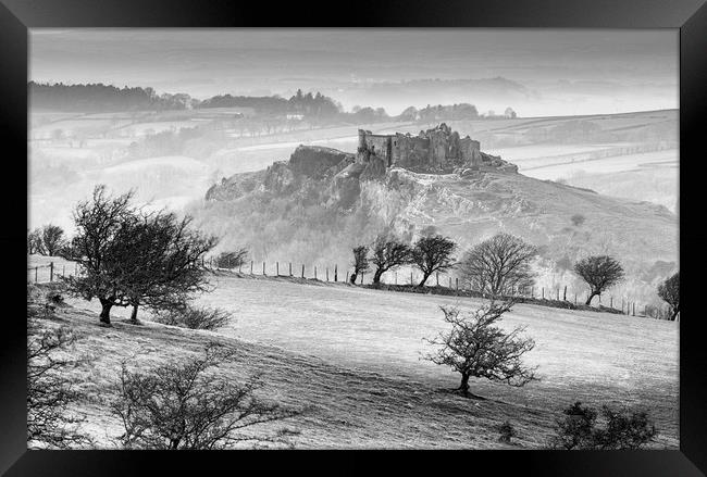 Winter at Carreg Cennen Castle Framed Print by Leighton Collins