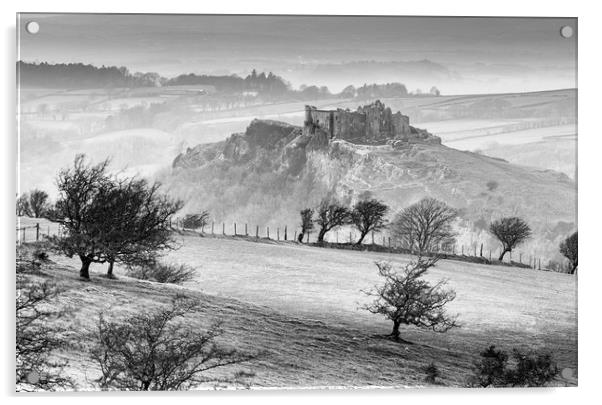 Winter at Carreg Cennen Castle Acrylic by Leighton Collins