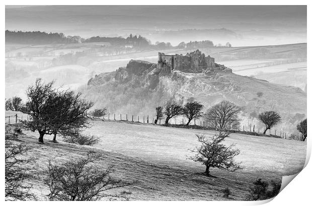 Winter at Carreg Cennen Castle Print by Leighton Collins