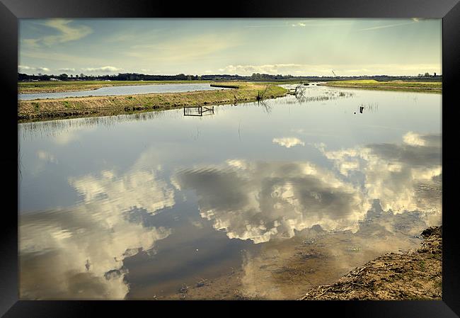 Cloud reflections on the River Thurne Framed Print by Stephen Mole