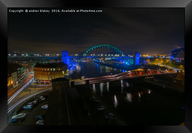 Tyne and Swing Bridge Framed Print by andrew blakey