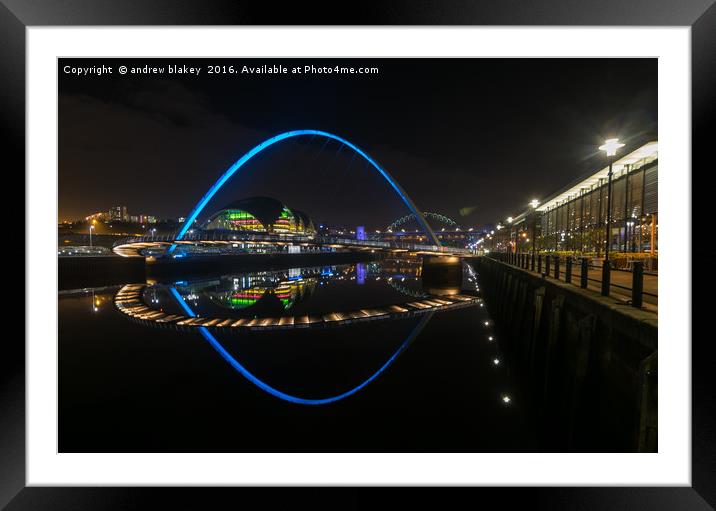reflections on the tyne, newcastle quayside Framed Mounted Print by andrew blakey