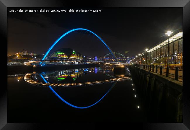 reflections on the tyne, newcastle quayside Framed Print by andrew blakey