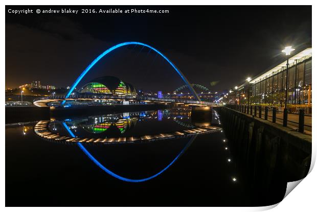 reflections on the tyne, newcastle quayside Print by andrew blakey