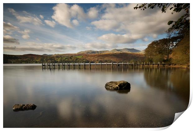 jetty on Coniston water Print by Eddie John