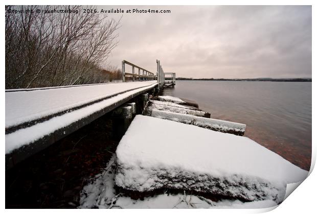 Winter Wooden Bridge Path Print by rawshutterbug 