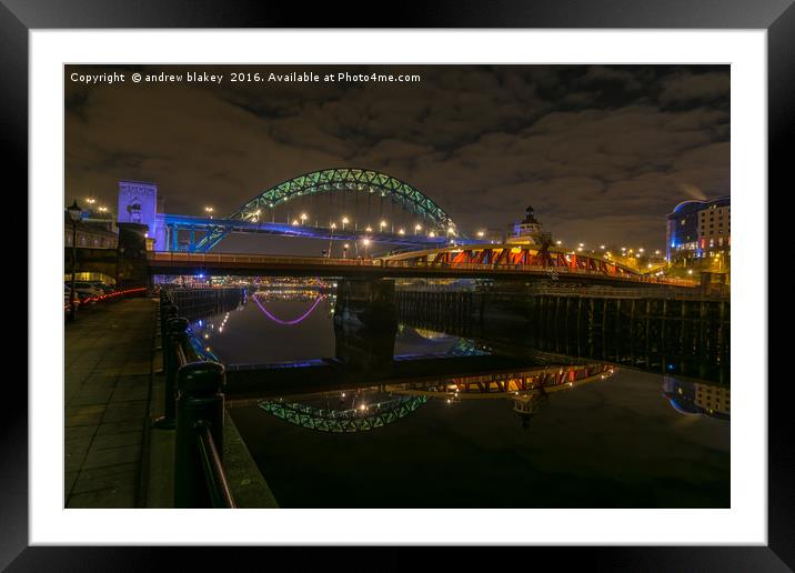 Reflecting Bridges Framed Mounted Print by andrew blakey