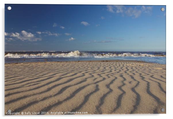 Sand Ripples Wells Next The Sea, Norfolk  Acrylic by Sally Lloyd