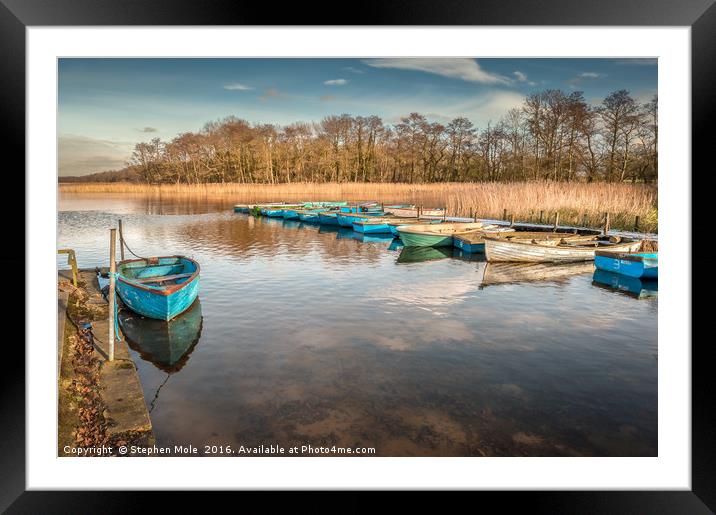 Dinghies at Filby Broad Framed Mounted Print by Stephen Mole